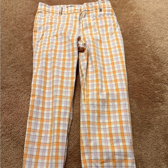 Ann Taylor Women's Orange and White Plaid Cropped Pants - Picture 1 of 3